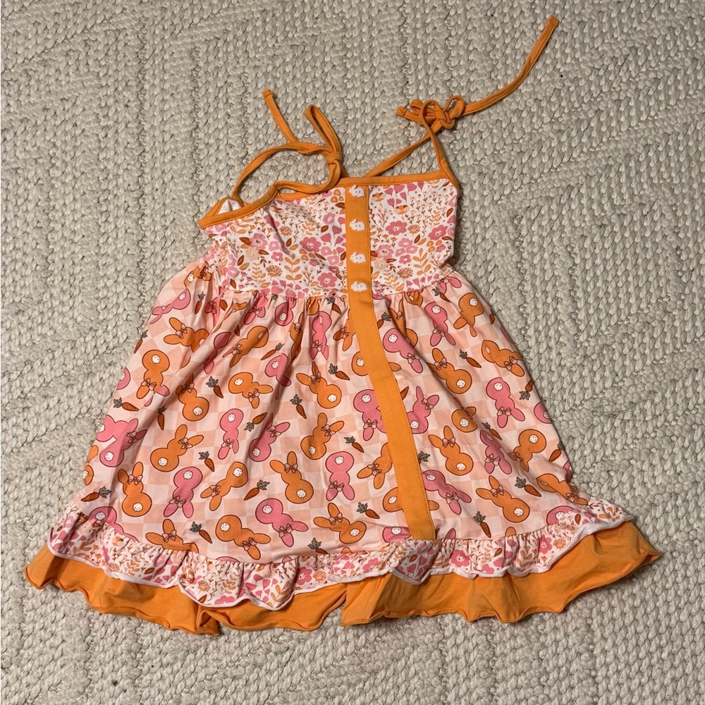 NWOT Cheeky Plum Orange & Pink, Floral Bunny Dress, 5T